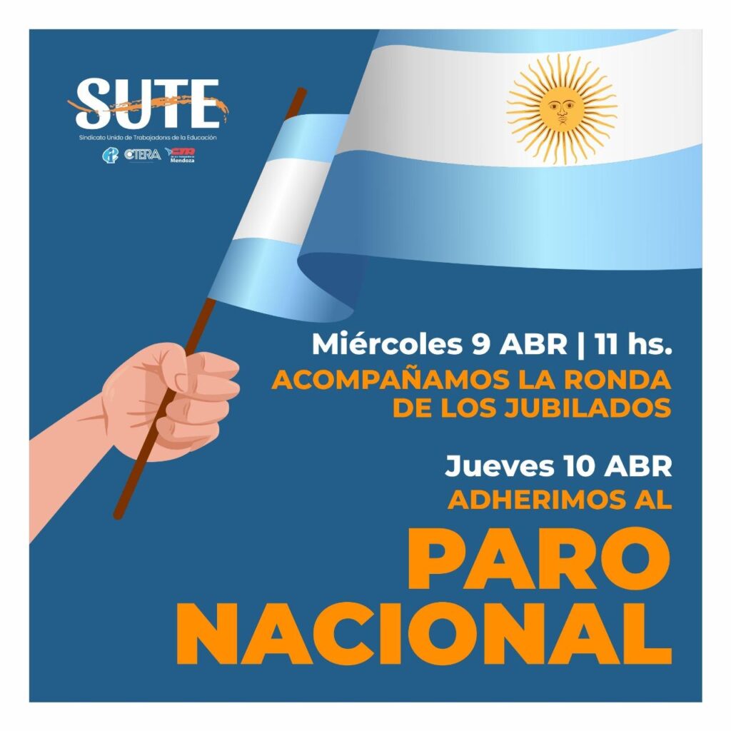 CTERA convocó a un paro nacional y movilizaciones en todo el país en defensa de la educación pública. SUTE Malargüe adhierió a la medida.