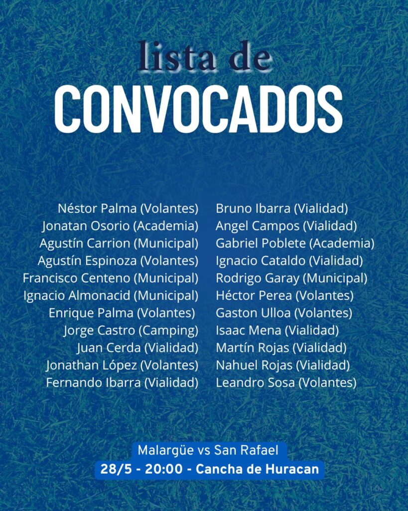 Malargüe enfrentará a San Rafael en un partido amistoso preparatorio para la Copa País 2025. Conocé a los convocados.